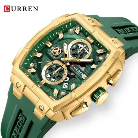 Montre CURREN Carré · 8488, couleur Vert et doré