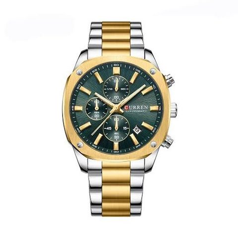 Montre CURREN Classique · 8490, couleur Turquoise et doré