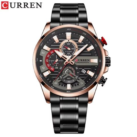 Montre CURREN Velocity · 8415, couleur Noir et or rose