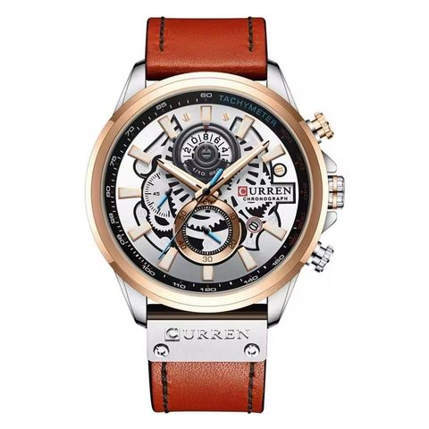 Montre CURREN Elite · 8380, couleur Argenté et orange