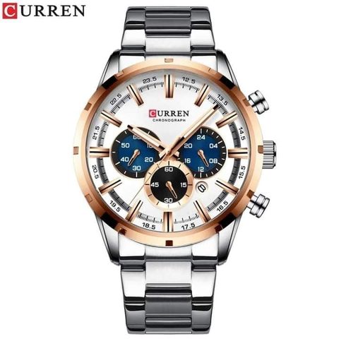 Montre CURREN Multifonction · 8355, couleur Argenté et orange