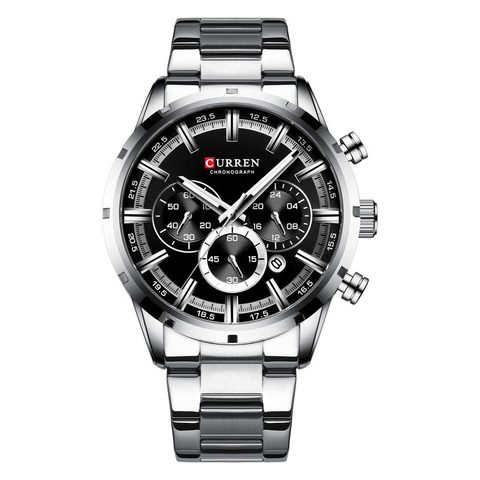 Montre CURREN Multifonction · 8355, couleur Argenté cadran noir