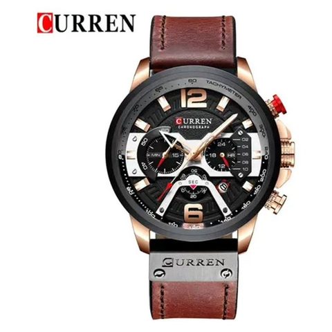 Montre CURREN Grand Style · 8329, couleur Marron et or rose