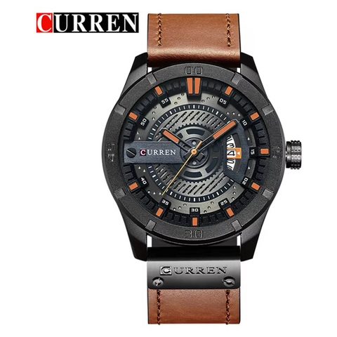 Montre CURREN Century · 8301, couleur Marron clair cadran noir