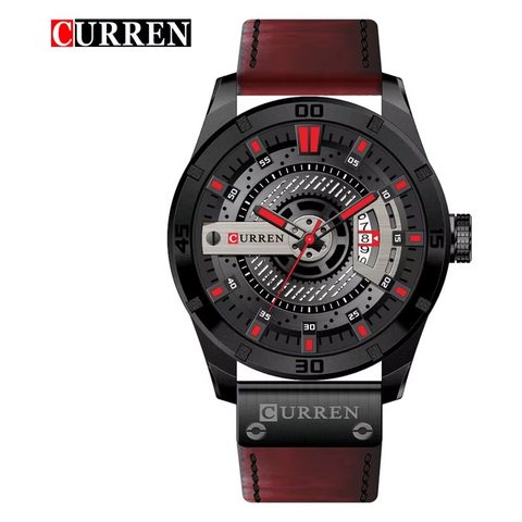 Montre CURREN Century · 8301, couleur Gris et rouge