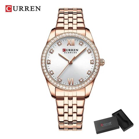 Montre CURREN Féminin · 9086, couleur Argenté et orange